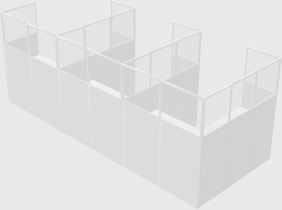 Shared l-shaped cubicle