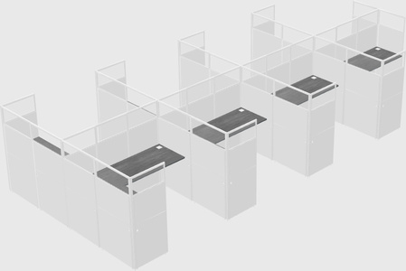 Shared l-shaped cubicle