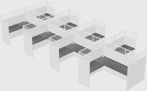 Shared l-shaped cubicle