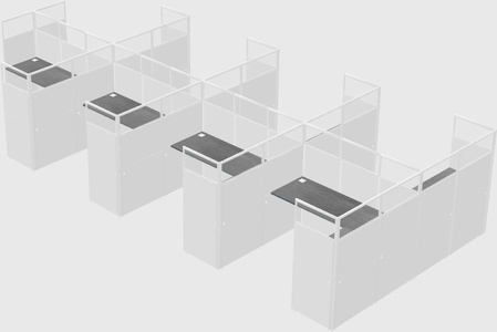 Shared l-shaped cubicle