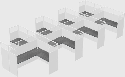 Shared l-shaped cubicle