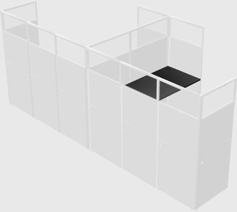 Shared l-shaped cubicle