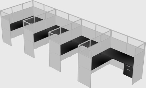 Shared l-shaped cubicle