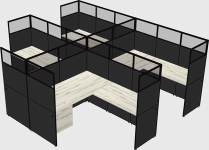 Shared l-shaped cubicle