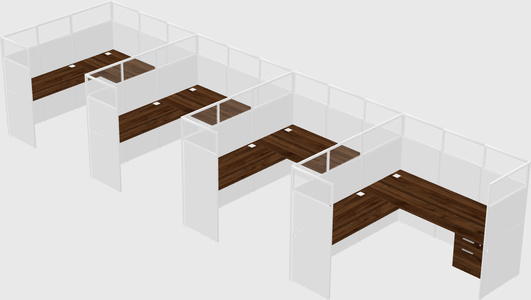 Shared l-shaped cubicle