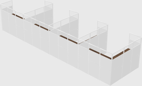 Shared l-shaped cubicle
