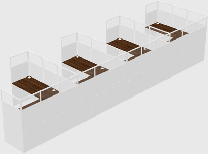 Shared l-shaped cubicle