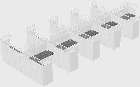 Shared l-shaped cubicle