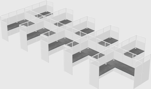 Shared l-shaped cubicle