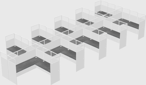 Shared l-shaped cubicle