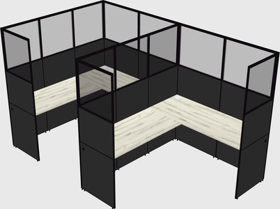 Shared l-shaped cubicle