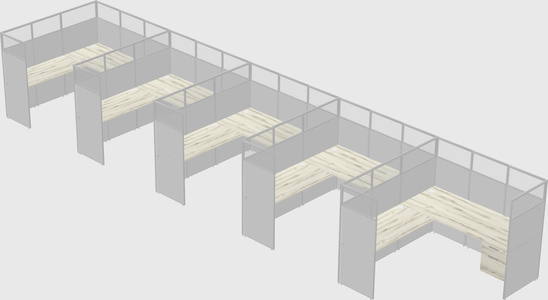 Shared l-shaped cubicle