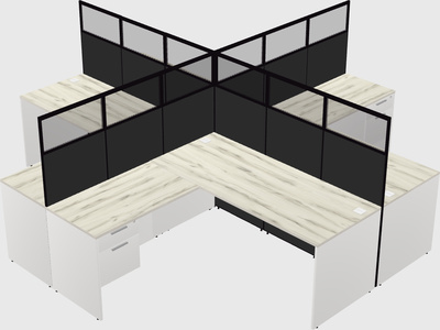 Shared l-shaped cubicles