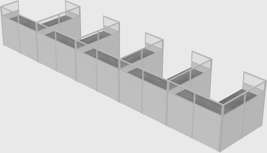 Shared l-shaped cubicle