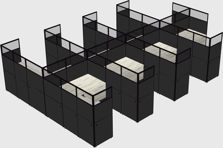 Shared l-shaped cubicle