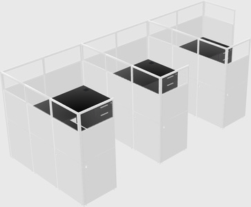 Shared l-shaped cubicle