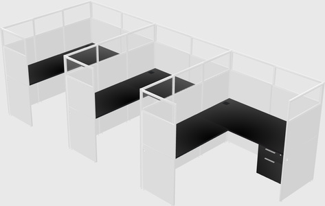 Shared l-shaped cubicle
