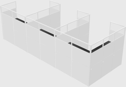 Shared l-shaped cubicle