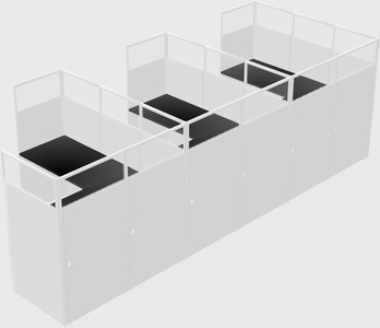 Shared l-shaped cubicle