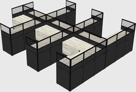 Shared l-shaped cubicle