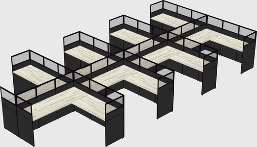 Shared l-shaped cubicle