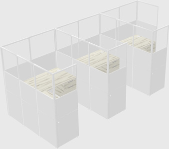 Shared l-shaped cubicle