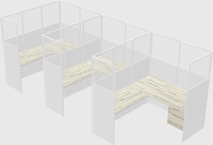 Shared l-shaped cubicle