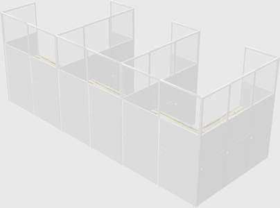 Shared l-shaped cubicle