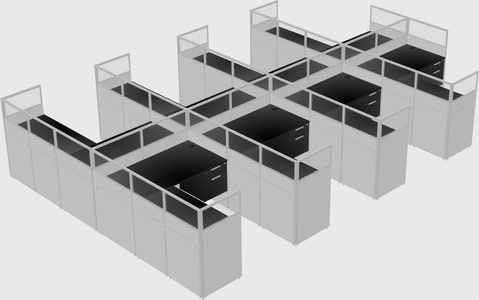 Shared l-shaped cubicle