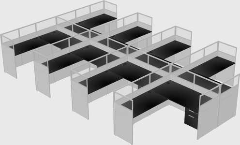 Shared l-shaped cubicle
