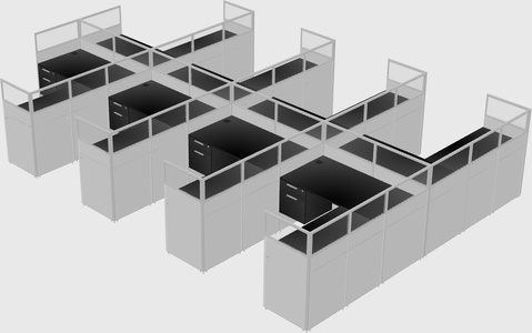 Shared l-shaped cubicle