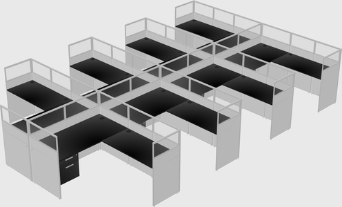 Shared l-shaped cubicle