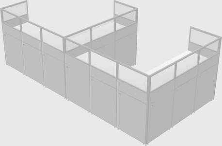 Shared l-shaped cubicle
