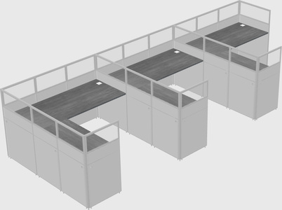 Shared l-shaped cubicle
