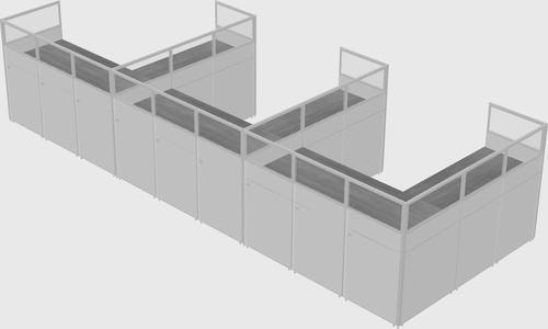 Shared l-shaped cubicle