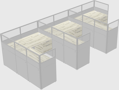 Shared l-shaped cubicle