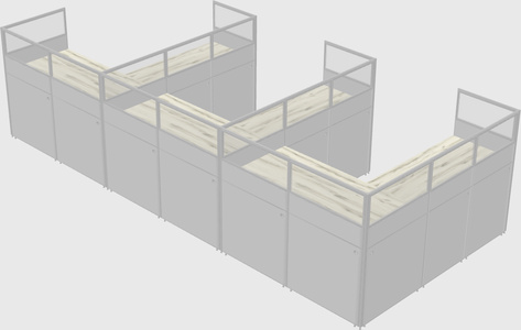 Shared l-shaped cubicle