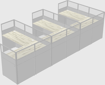 Shared l-shaped cubicle