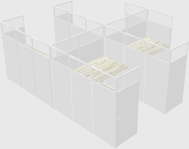 Shared l-shaped cubicle