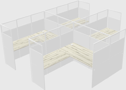 Shared l-shaped cubicle