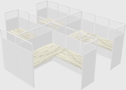 Shared l-shaped cubicle