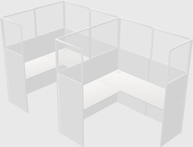 Shared l-shaped cubicle