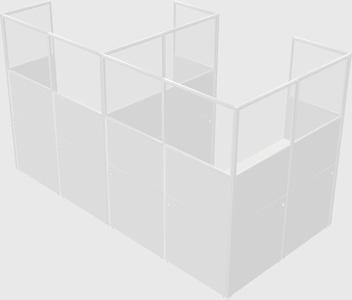 Shared l-shaped cubicle