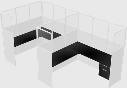 Shared l-shaped cubicle