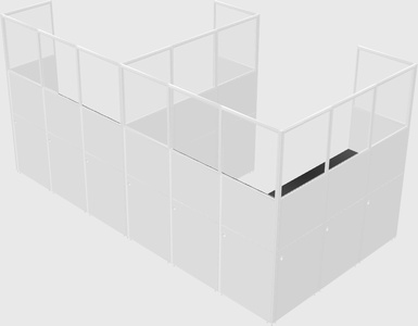 Shared l-shaped cubicle