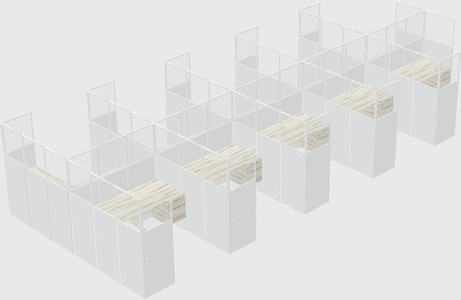 Shared l-shaped cubicle