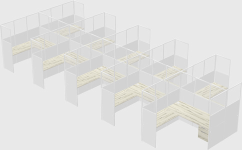 Shared l-shaped cubicle
