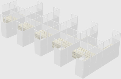 Shared l-shaped cubicle