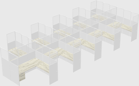 Shared l-shaped cubicle