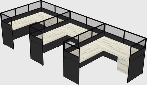Shared l-shaped cubicle